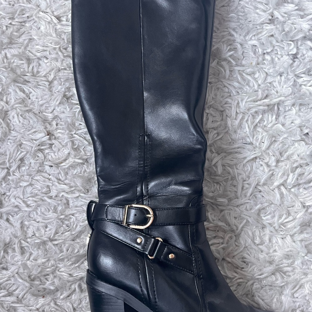 Black Leather Knee-High Boots